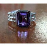 Topaz or Amethyst Ring in Sterling Silver with Twisted Rope Shoulders- The Pink Pigs, A Compassionate Boutique