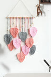 Trendsi Carnation Pink / One Size Macrame Leaf Bead Wall Hanging-Handmade, Super Cute!