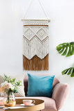 Trendsi Chestnut / One Size Two-Tone Handmade Macrame Wall Hanging