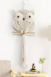 Trendsi Cream / One Size Hand-Woven Owl Macrame Wall Hanging