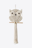 Trendsi Cream / One Size Hand-Woven Owl Macrame Wall Hanging