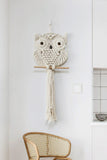 Trendsi Cream / One Size Hand-Woven Owl Macrame Wall Hanging