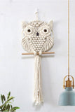 Trendsi Cream / One Size Hand-Woven Owl Macrame Wall Hanging