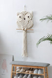Trendsi Cream / One Size Hand-Woven Owl Macrame Wall Hanging