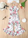 Trendsi Kids Apparel Floral Spaghetti Strap Flare Leg Jumpsuit