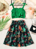 Trendsi Layered Cami and Floral Skirt Set