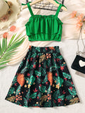 Trendsi Layered Cami and Floral Skirt Set