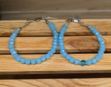 Tristen Fashion Bracelets blue Caribbean Blue or Pink Chalcedony and Herkimer Diamond Bracelets-HANDMADE with love! 925 Silver Clasp