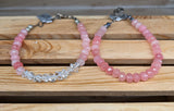 Tristen Fashion Bracelets Pink Caribbean Blue or Pink Chalcedony and Herkimer Diamond Bracelets-HANDMADE with love! 925 Silver Clasp