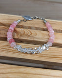 Tristen Fashion Bracelets pink with diamond Caribbean Blue or Pink Chalcedony and Herkimer Diamond Bracelets-HANDMADE with love! 925 Silver Clasp