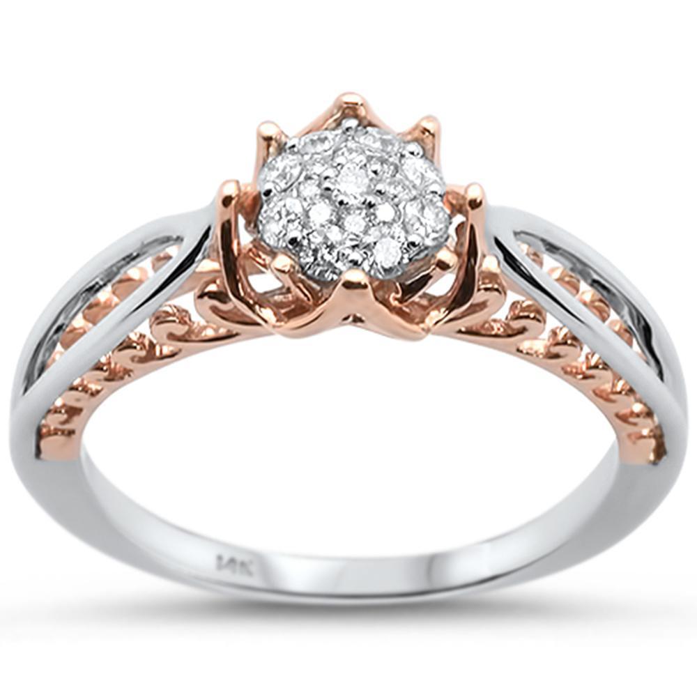 Two-Tone 14K Engagement/Promise Ring .21ctw Genuine Diamonds - The Pink Pigs, A Compassionate Boutique