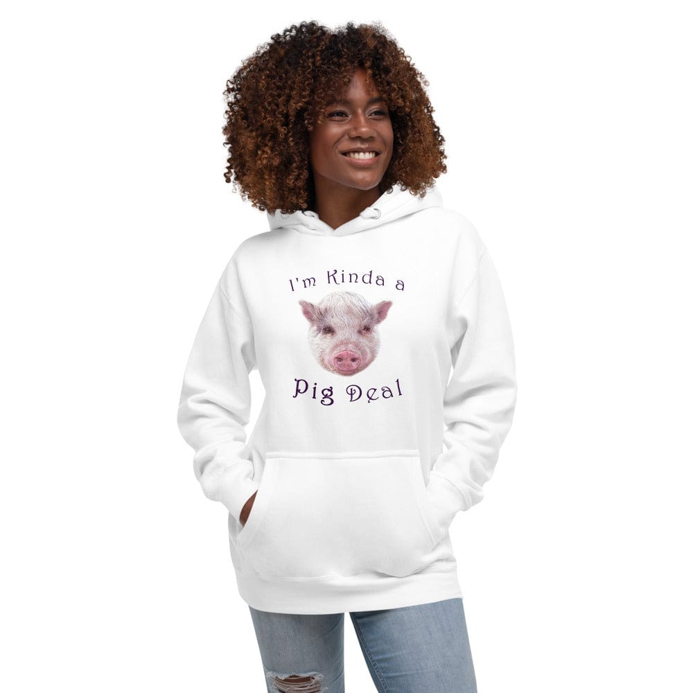 I'm KInda a Pig Deal White Unisex Hoodie - The Pink Pigs, Animal Lover's Boutique