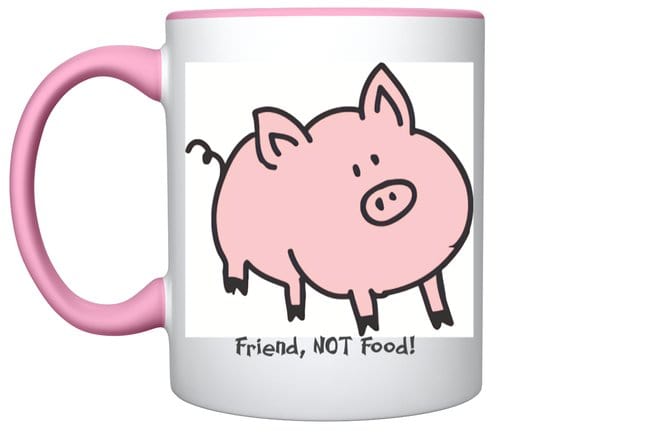 Vistaprint Mug Red / Pink Pig Rooterville Fat Pink Piggy Oink! Mug 11oz Color Inside + Handle*
