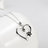Sterling Silver Heart and Paw Necklace - Pet Jewelry for Pet Lovers