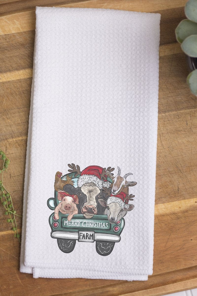 Wholesale Accessories Kitchen Decor Merry Christmas from The FARM!  Cute Farm Animal Holiday Kitchen Towel