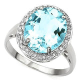 Wholesale Kings Fine Fashion Jewelry-Ring 7 6ct Genuine Swiss Blue Topaz and Diamond Ring in 925 Silver