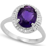 Gorgeous 2.3ctw Amethyst & Diamond Platinum Plated 925 Silver Ring