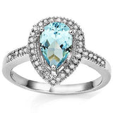 Wholesale Kings Fine Fashion Jewelry-Ring 7 Pear Shaped Swiss Blue Topaz and Diamond Ring in 925 Silver, Lovely