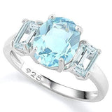 Wholesale Kings Fine Fashion Jewelry Ring Baby Blue Oval Topaz Flanked by Octagon Topaz 3 Stone Ring