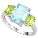 Wholesale Kings Fine Fashion Jewelry-Ring Swiss Baby Blue Topaz & 2ct Peridot Sterling Silver Ring