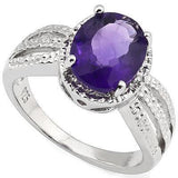 Wholesale Kings rings 7 Amethyst and REAL Diamond Sterling Silver Ring with 3 Shoulders, 2.24ctw Classic!