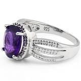 Wholesale Kings rings Amethyst and REAL Diamond Sterling Silver Ring with 3 Shoulders, 2.24ctw Classic!