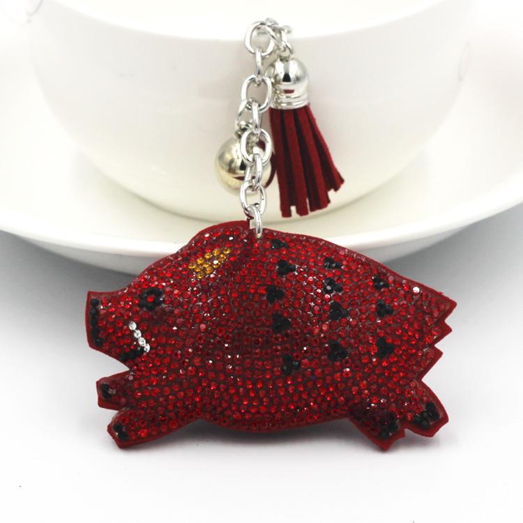 Wild Boar Keychain-Super Sparkly PVC Leather with Tassel CUTE! - The Pink Pigs, A Compassionate Boutique