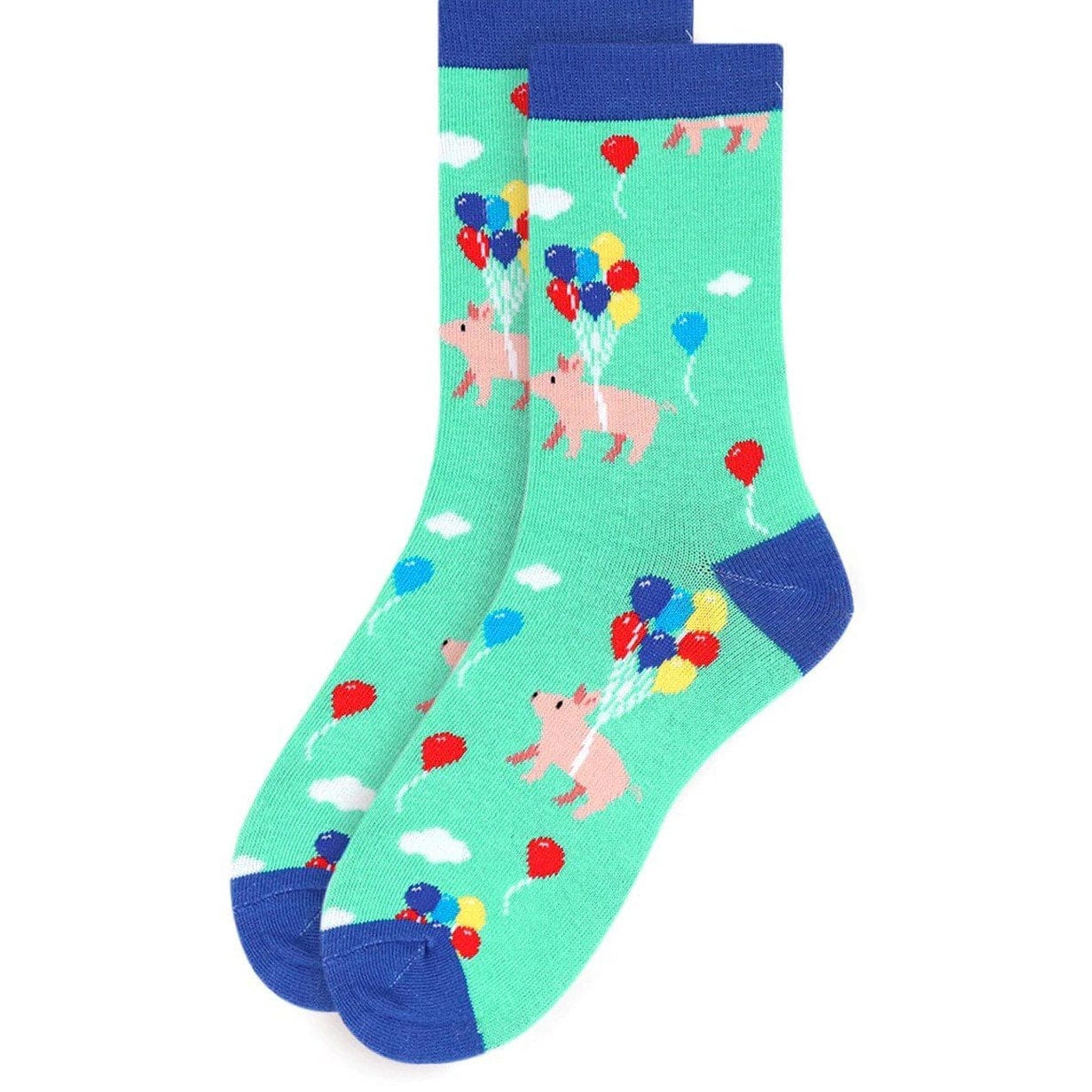 Women's Cute Pigs with Balloons Socks--Pigs Trying to Fly! - The Pink Pigs, Animal Lover's Boutique