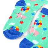 Women's Cute Pigs with Balloons Socks--Pigs Trying to Fly! - The Pink Pigs, Animal Lover's Boutique