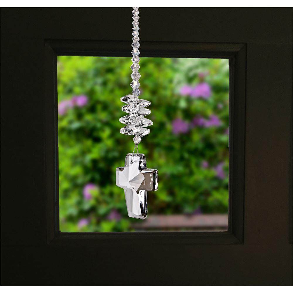 Woodstock Chimes Genuine Austrian Crystal Brilliance Cascade - Cross - The Pink Pigs, A Compassionate Boutique