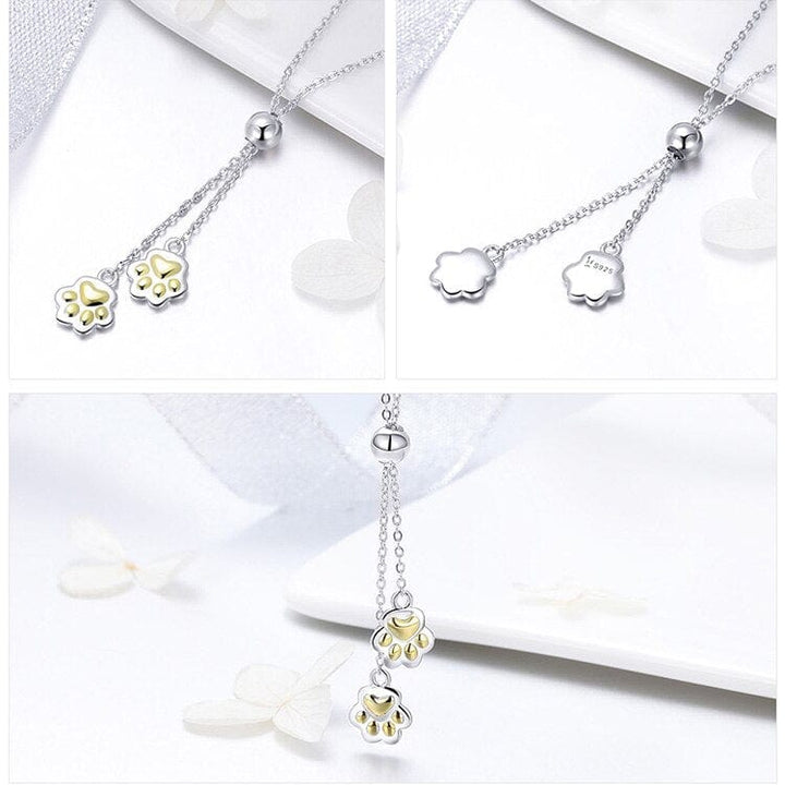 Wostu Ali Express Fine Fashion Jewelry-Necklace Paw Adjustable Slide Necklace Sterling Silver