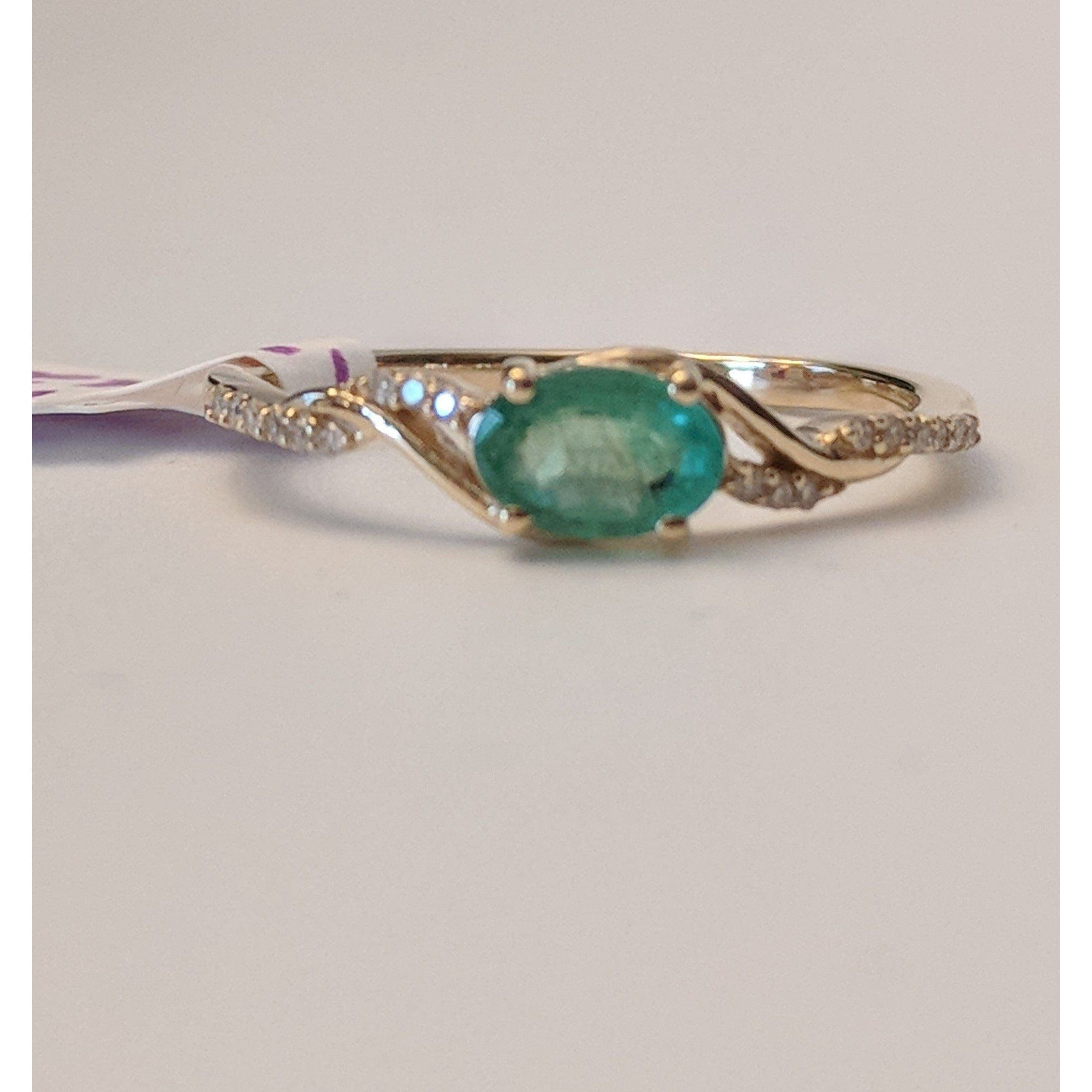 Zambian Emerald with Diamonds in 14K Gold, Exquisite yet Affordable! - The Pink Pigs, A Compassionate Boutique